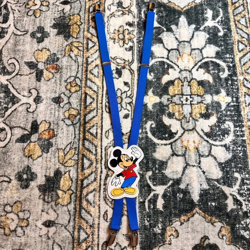 Vintage 1980s Mickey Mouse‎ Kids Suspenders Blue Elastic Disney Made in Taiwan - Picture 3 of 6